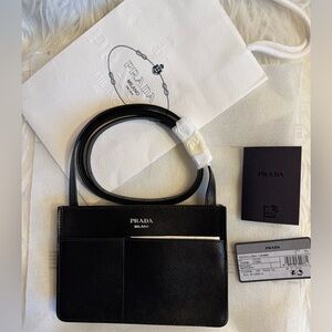 Prada Black Saffiano Leather Shoulder Bag new